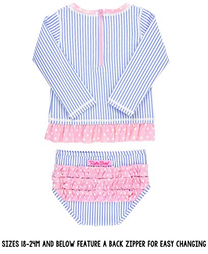 RuffleButts Girls Periwinkle Seersucker Long Sleeve Rash Guard Bikini - 8 - Image 4