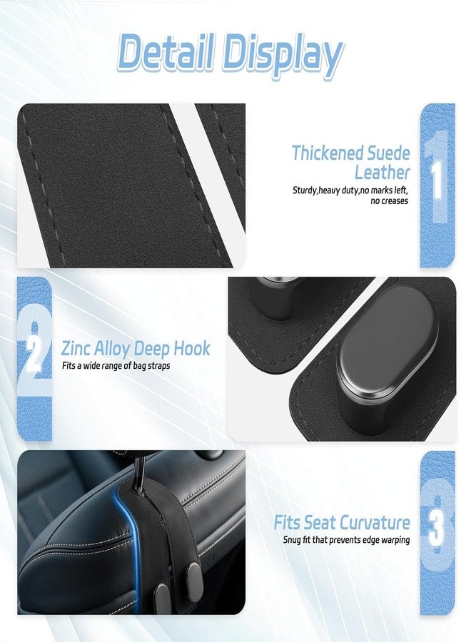 NESTIFY Car Seat Headrest Hooks -Leather Car Purse Hook, Car Purse Bag Holder Car Hanger with Double Metal Hooks for Handbags, Grocery Bags, Bottles (2 Pcs) (Black) - Image 3