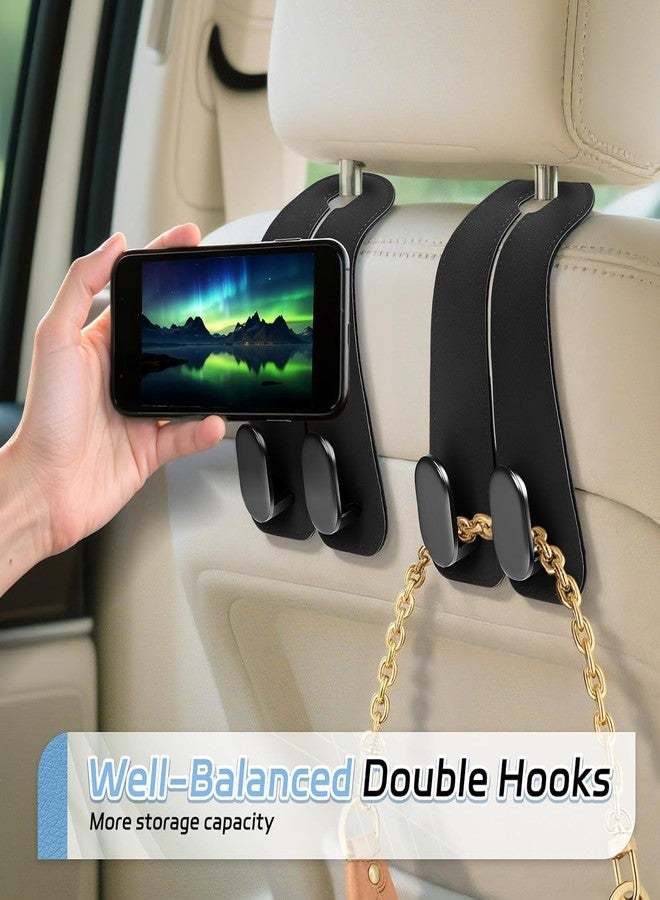 NESTIFY Car Seat Headrest Hooks -Leather Car Purse Hook, Car Purse Bag Holder Car Hanger with Double Metal Hooks for Handbags, Grocery Bags, Bottles (2 Pcs) (Black) - Image 5