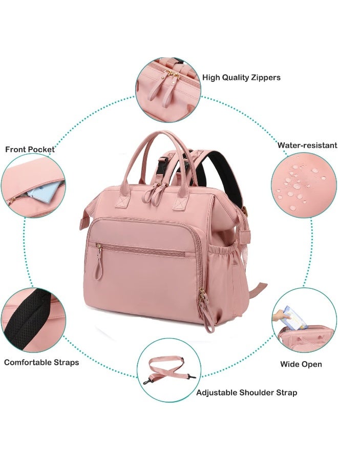 LORADI Convertible Diaper Bag Tote, Wide Open Top 14 Pockets Nappy Changing Backpack with Stroller Buckle, Water-resistant - Image 4