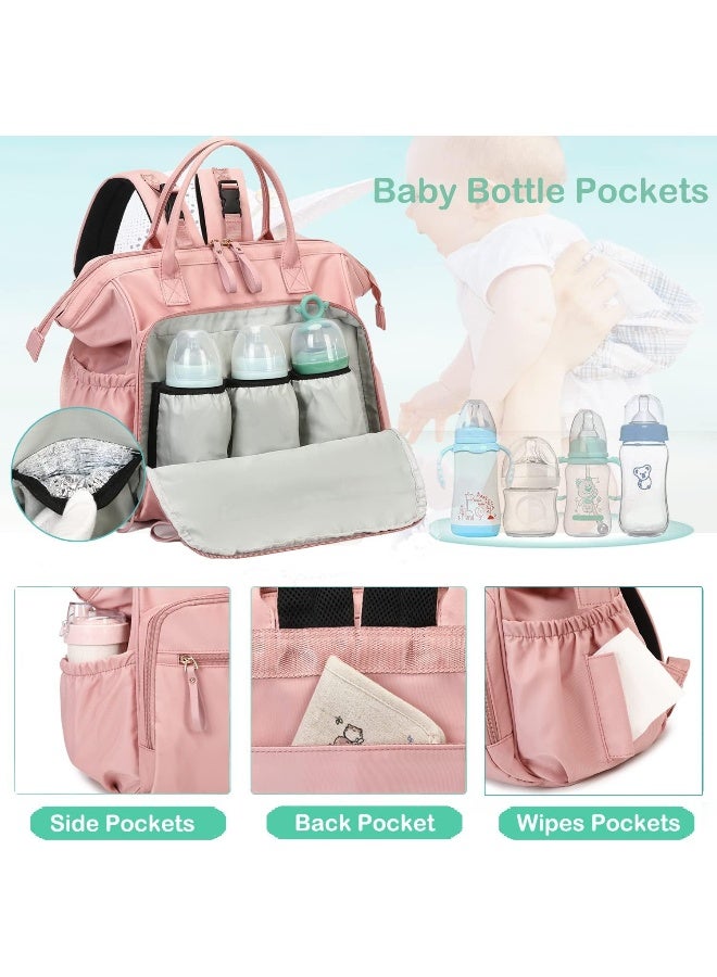 LORADI Convertible Diaper Bag Tote, Wide Open Top 14 Pockets Nappy Changing Backpack with Stroller Buckle, Water-resistant - Image 3
