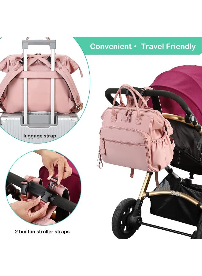 LORADI Convertible Diaper Bag Tote, Wide Open Top 14 Pockets Nappy Changing Backpack with Stroller Buckle, Water-resistant - Image 5