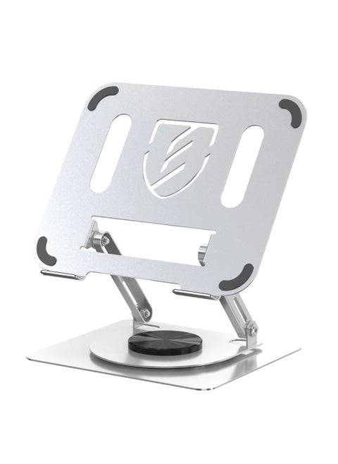 360 Rotatable Laptop Stand For Desk Notebook Stand, 360 Rotating Carboon Steel Laptop Stand Computer Stand, Riser Holder Notebook Stand Compatible With 11 To 17.3 Inches Laptops Porous Heat Dissipation ARBITRARY Angle Adjustment Silver EH257
