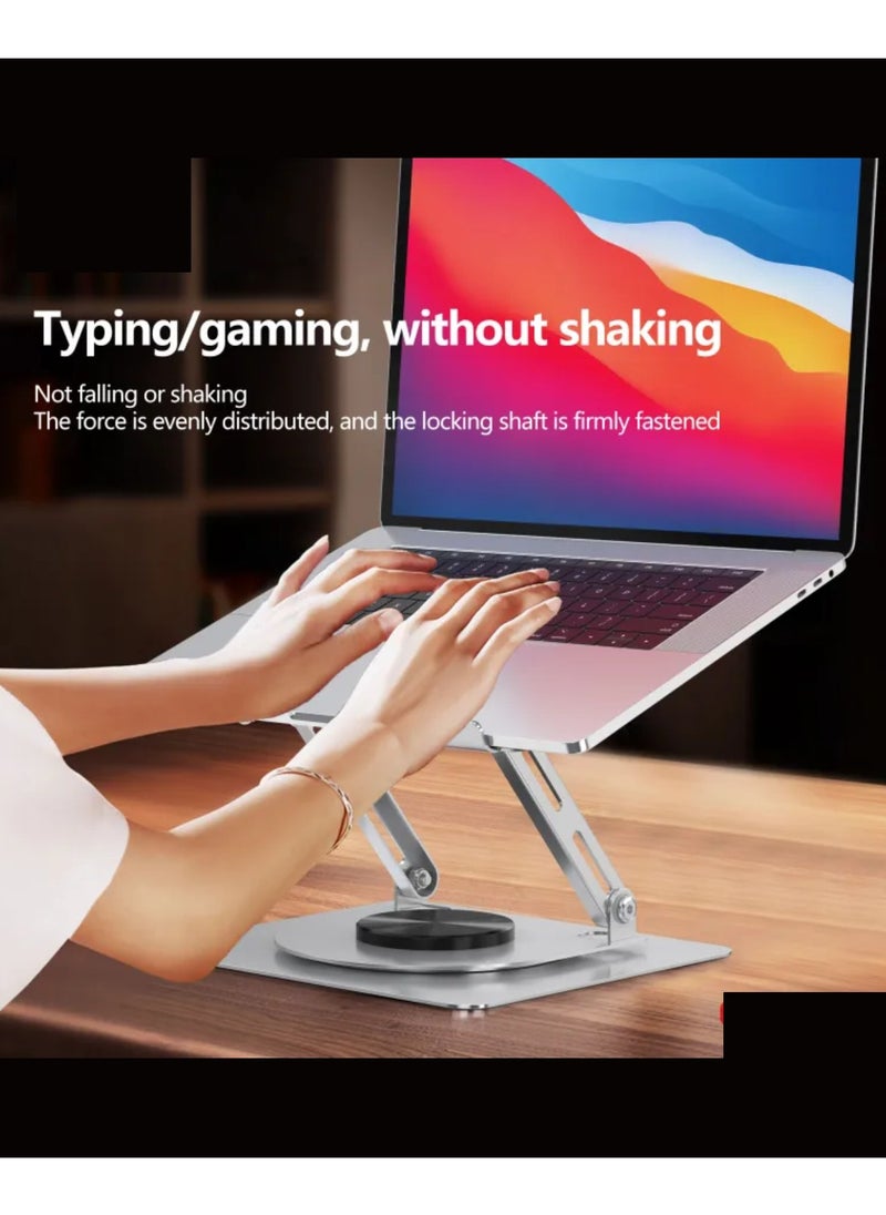 360 Rotatable Laptop Stand For Desk Notebook Stand, 360 Rotating Carboon Steel Laptop Stand Computer Stand, Riser Holder Notebook Stand Compatible With 11 To 17.3 Inches Laptops Porous Heat Dissipation ARBITRARY Angle Adjustment Silver EH257