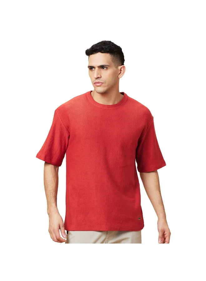 بيينغ هيومان Mens Rust Round Neck Short Sleeve T-Shirt