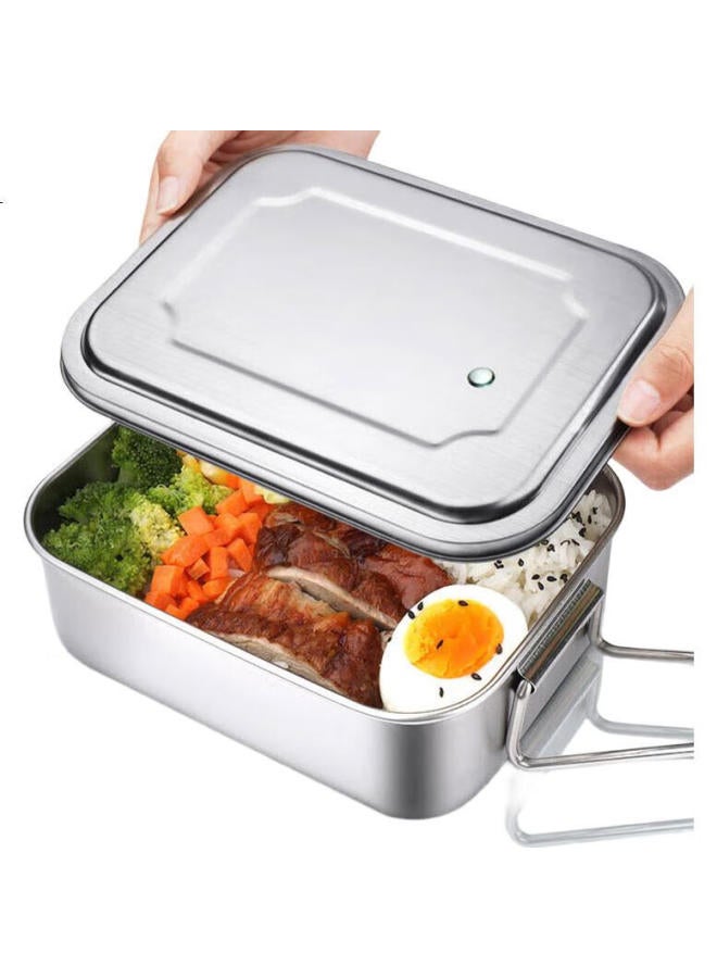 All-round Quanshi 304 Stainless Steel Lunch Box With Lid, Fast Food Container, Office Worker Bento Box, Cafeteria Meal Box, No Dividers, 1200Ml - Image 3