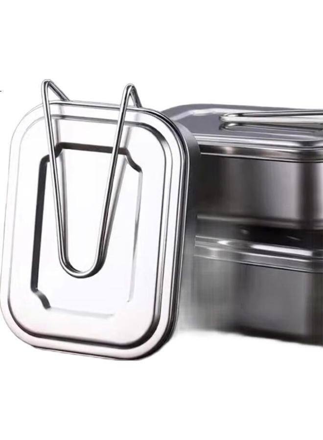 All-round Quanshi 304 Stainless Steel Lunch Box With Lid, Fast Food Container, Office Worker Bento Box, Cafeteria Meal Box, No Dividers, 1200Ml - Image 2