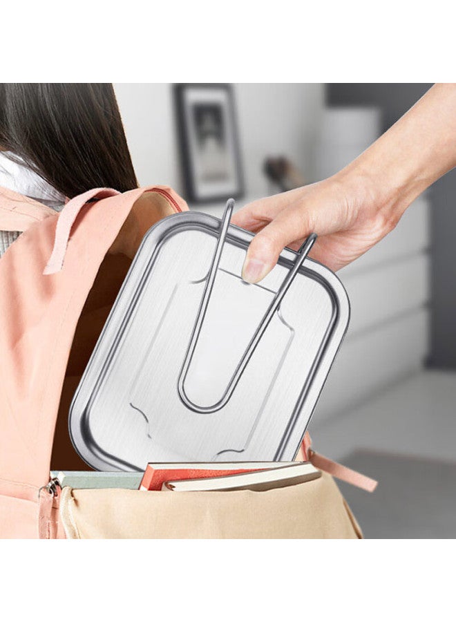 All-round Quanshi 304 Stainless Steel Lunch Box With Lid, Fast Food Container, Office Worker Bento Box, Cafeteria Meal Box, No Dividers, 1200ml - Image 4