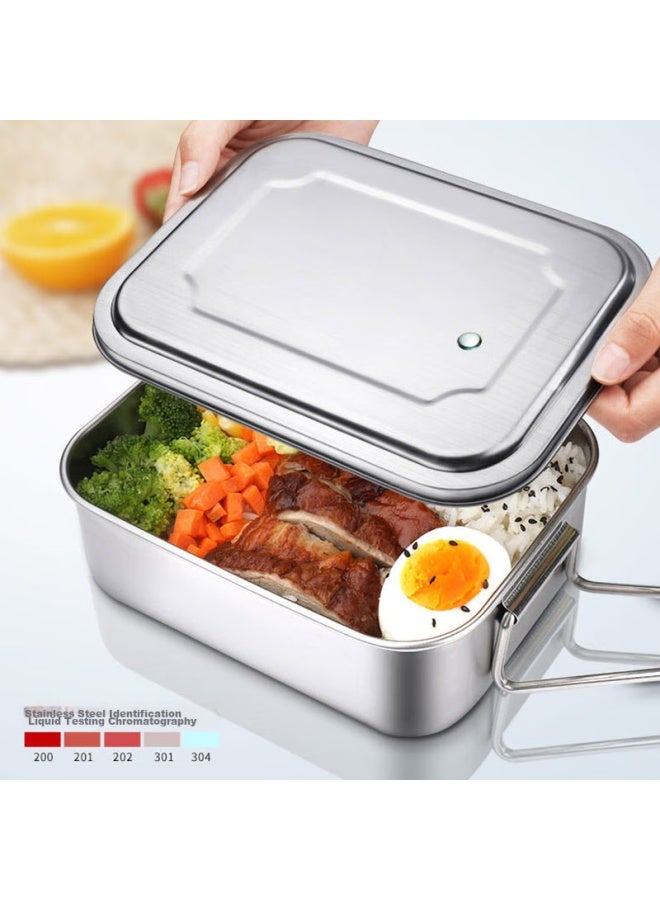 All-round Quanshi 304 Stainless Steel Lunch Box With Lid, Fast Food Container, Office Worker Bento Box, Cafeteria Meal Box, No Dividers, 1200ml - Image 2