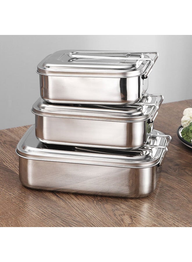 All-round Quanshi 304 Stainless Steel Lunch Box With Lid, Fast Food Container, Office Worker Bento Box, Cafeteria Meal Box, No Dividers, 1200ml - Image 5