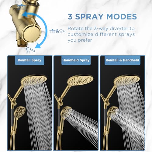 MakeFit Dual Handheld Shower Head Combo, 2-in-1 Rain Shower Heads System 8 Inch Rainfall Shower Head and 10 Modes High Pressure Hand Held Showerhead with Built-in Power Wash - Image 5