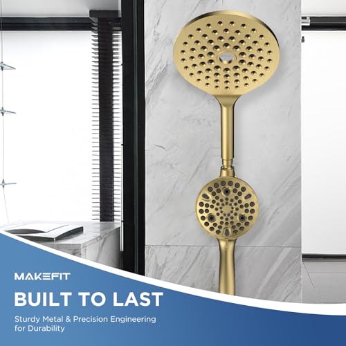 MakeFit Dual Handheld Shower Head Combo, 2-in-1 Rain Shower Heads System 8 Inch Rainfall Shower Head and 10 Modes High Pressure Hand Held Showerhead with Built-in Power Wash - Image 4