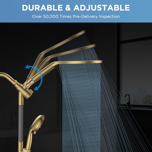 MakeFit Dual Handheld Shower Head Combo, 2-in-1 Rain Shower Heads System 8 Inch Rainfall Shower Head and 10 Modes High Pressure Hand Held Showerhead with Built-in Power Wash - Image 2