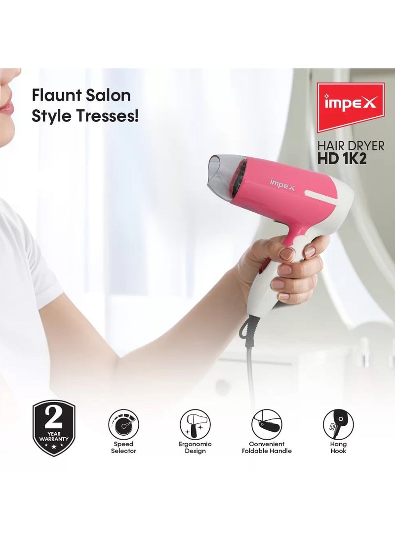 Impex - Hair Dryer Impex Foldable Handle Hair Dryer 700W Travel Friendly Compact - Image 1
