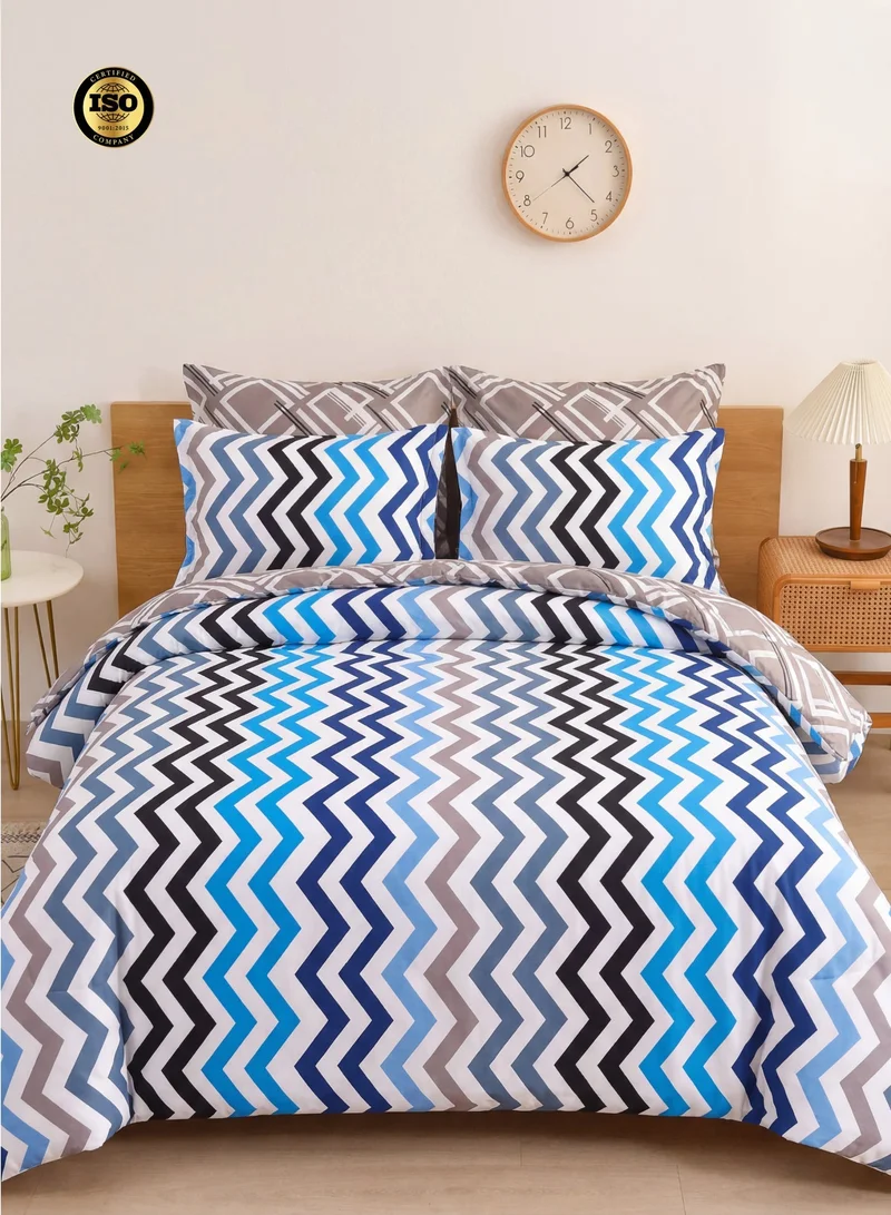 بارا جون طقم لحاف مزدوج مكون من 7 قطع مزدوج الوجه – طقم مفروشات من البوليستر مع غطاء لحاف وشرشف مطاطي وأغطية وسائد (220×240 سم)