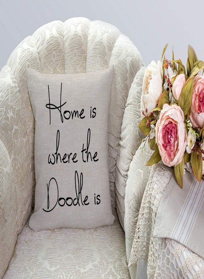 SSOIU Home is Where The Doodle is Cotton Linen Decorative Home Office Throw Pillow Case Couch Cushion Cover 18X18 inches - Image 2