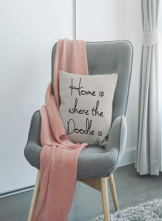 SSOIU Home is Where The Doodle is Cotton Linen Decorative Home Office Throw Pillow Case Couch Cushion Cover 18X18 inches - Image 4