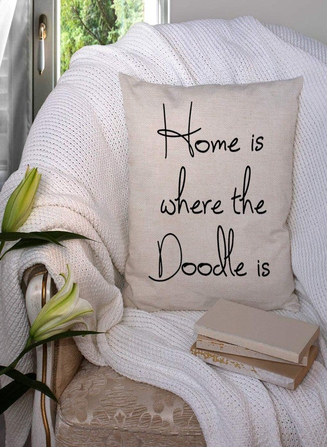 SSOIU Home is Where The Doodle is Cotton Linen Decorative Home Office Throw Pillow Case Couch Cushion Cover 18X18 inches - Image 3