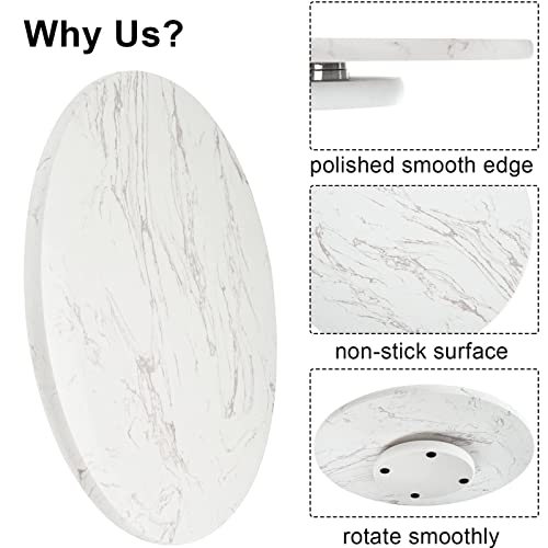 DEAYOU Marble Lazy Susan, Natural Marble Round Tray Turntable Cake Stand, 12" Lazy Susan Cheese Board with Silent Rotating for Serving, Table Display, Cupcake, White, Revolving Cake Leveler Spinner - Image 3