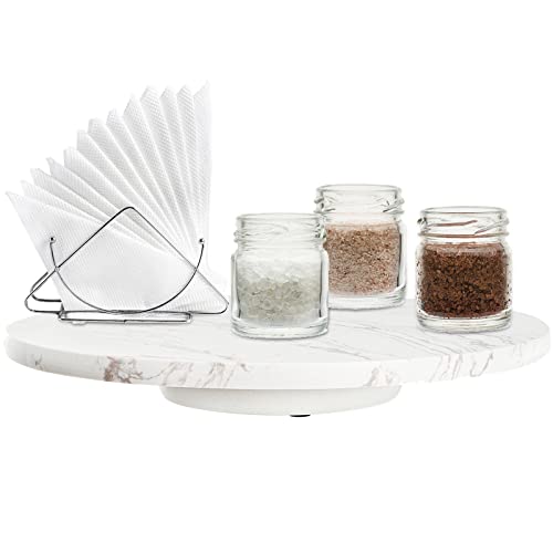 DEAYOU Marble Lazy Susan, Natural Marble Round Tray Turntable Cake Stand, 12" Lazy Susan Cheese Board with Silent Rotating for Serving, Table Display, Cupcake, White, Revolving Cake Leveler Spinner - Image 5