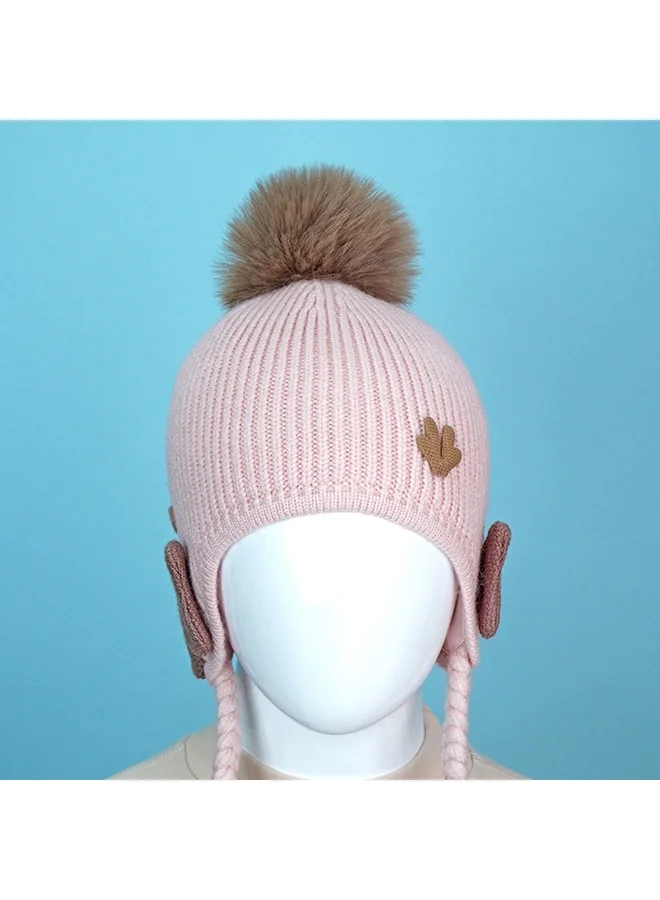 LITTLE SURPRISE BOX Pink Butterfly Knitted Soft Woolen Winter Cap With Tie Up 6-18 Months