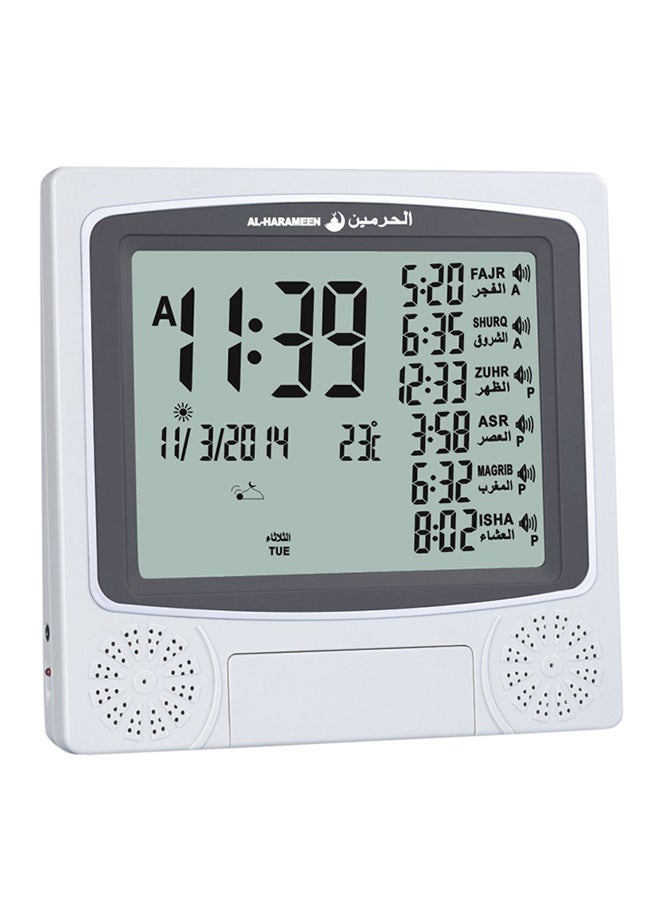 Aralifes Digital Azan Table Alarm Clock Silver/Black 22.5x21.5cm  - Image 2