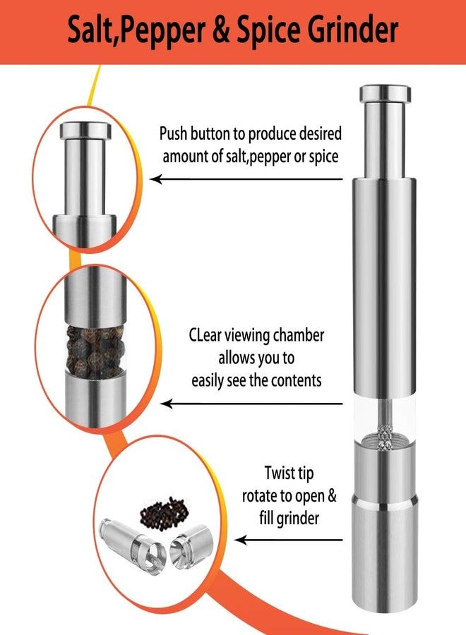 XIBO Mini Salt Paper Grinder,Stainless Steel Push Button Modern Design Thumb Grinder, for Black Pepper, Sea Salt and Himalayan Salt, Spice and Salt. - Image 5