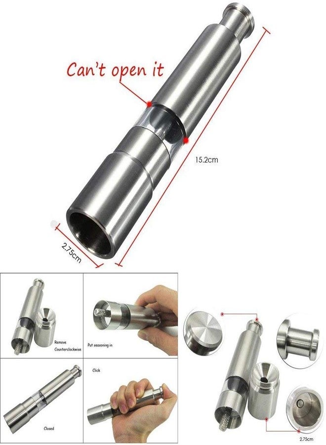 XIBO Mini Salt Paper Grinder,Stainless Steel Push Button Modern Design Thumb Grinder, for Black Pepper, Sea Salt and Himalayan Salt, Spice and Salt. - Image 2