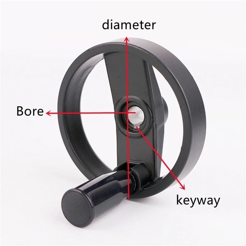 1pc Foldable Handle Round Double-spoke Glue Wood Handwheel, Aluminum Alloy Hollow Handwheel for Machine(16MM*125MM) - Image 2