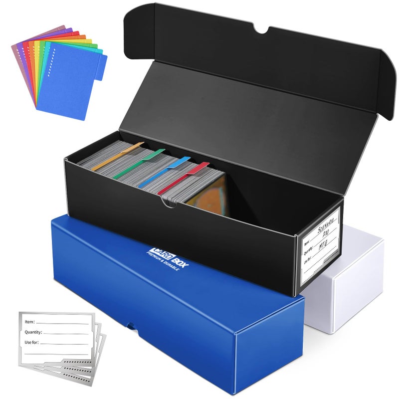 Fabmaker Trading Card Storage Box, 3-PackÂ·1000 Count Card Storage Box with Dividers and Labels, Card Organizer for Collection, Trading Card Holder for Collector, 12 INCH - Image 1