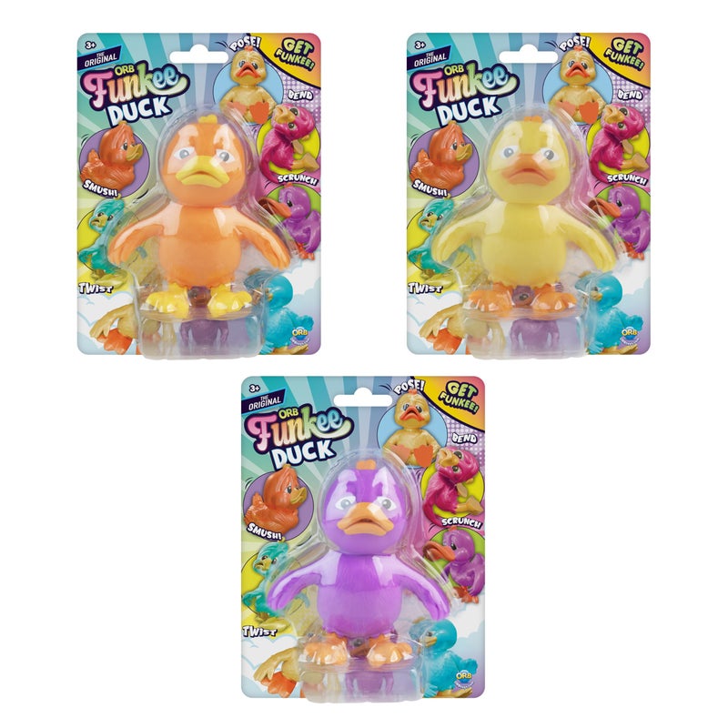 The Orb Factory ORB Funkee Animalz Mega Squishy Duck 3 Pack Adorable Funny Stretchy and Squishy Toy Ducks Perfect for Stress Relief Original Collectible Funkee Monkee Animal Fidget Toys for Kids and Adults - Image 3