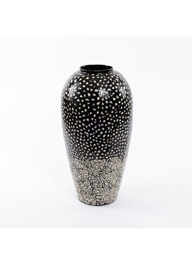 Orbit Handicraft Vase, Black And Eggshell - 23 cm