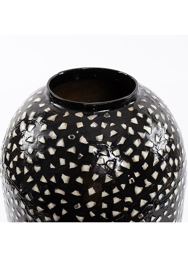 Orbit Handicraft Vase, Black And Eggshell - 23 cm