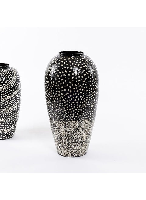 Orbit Handicraft Vase, Black And Eggshell - 23 cm