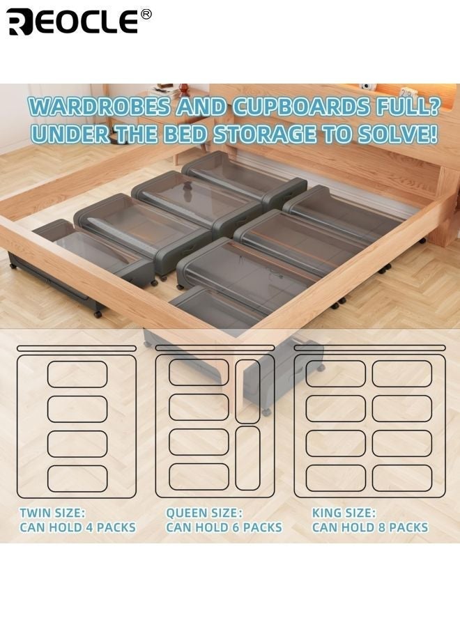 REOCLE Under Bed Storage Box with Curved Bottom and Wheel Design Fabric Covered Organizer with Dust Prevention for Bedroom Closet Space Saving - Image 5