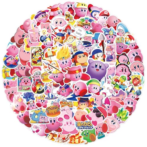 MINRAIN 100PCS Cartoon Kirby Stickers for Kids,Vinyl Waterproof Decal for Water Bottle Laptop Toy Sticker for DIY Decorate Bumper Phone Hard Hat Kids Teens Gifts (Kirb) - Image 2