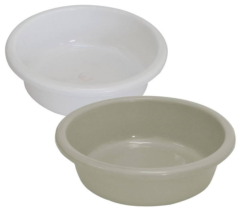Kuber Industries Multiuses Unbreakable Plastic Knead Dough Basket/Basin Bowl For Home & Kitchen 6 Ltr- Pack of 2 (White & Grey) - Image 1