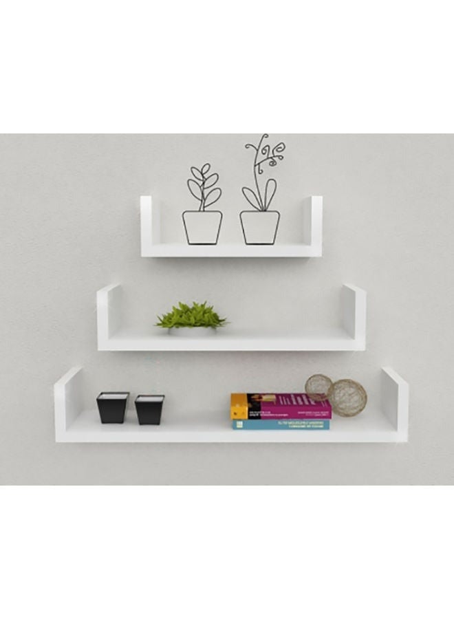 Happy Home Set of 3 Modern Plastic Wall Shelves - Floating Decorative Shelves for Room Storage and Organization, Different Sizes (50x10cm, 37x10cm, 27x10cm) - Easy to Install and Suitable for Living Room, Kitchen, and Bathroom - Image 3