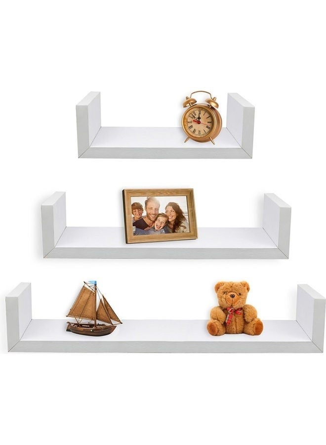 Happy Home Set of 3 Modern Plastic Wall Shelves - Floating Decorative Shelves for Room Storage and Organization, Different Sizes (50x10cm, 37x10cm, 27x10cm) - Easy to Install and Suitable for Living Room, Kitchen, and Bathroom - Image 4