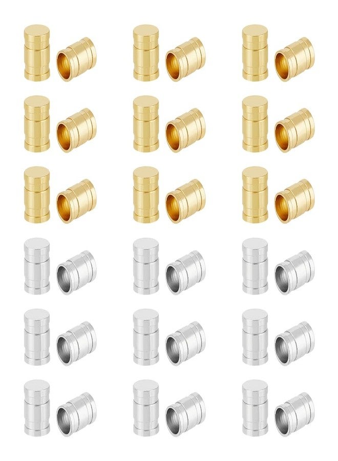 UNICRAFTALE 40Pcs 2 Colors 5mm Diameter Column Cord Ends 304 Stainless Steel Cord End Covers Line Crimp Ends leatheretteette Cord Terminators Hole 4mm for Necklaces Bracelets Jewelry Making - Image 1