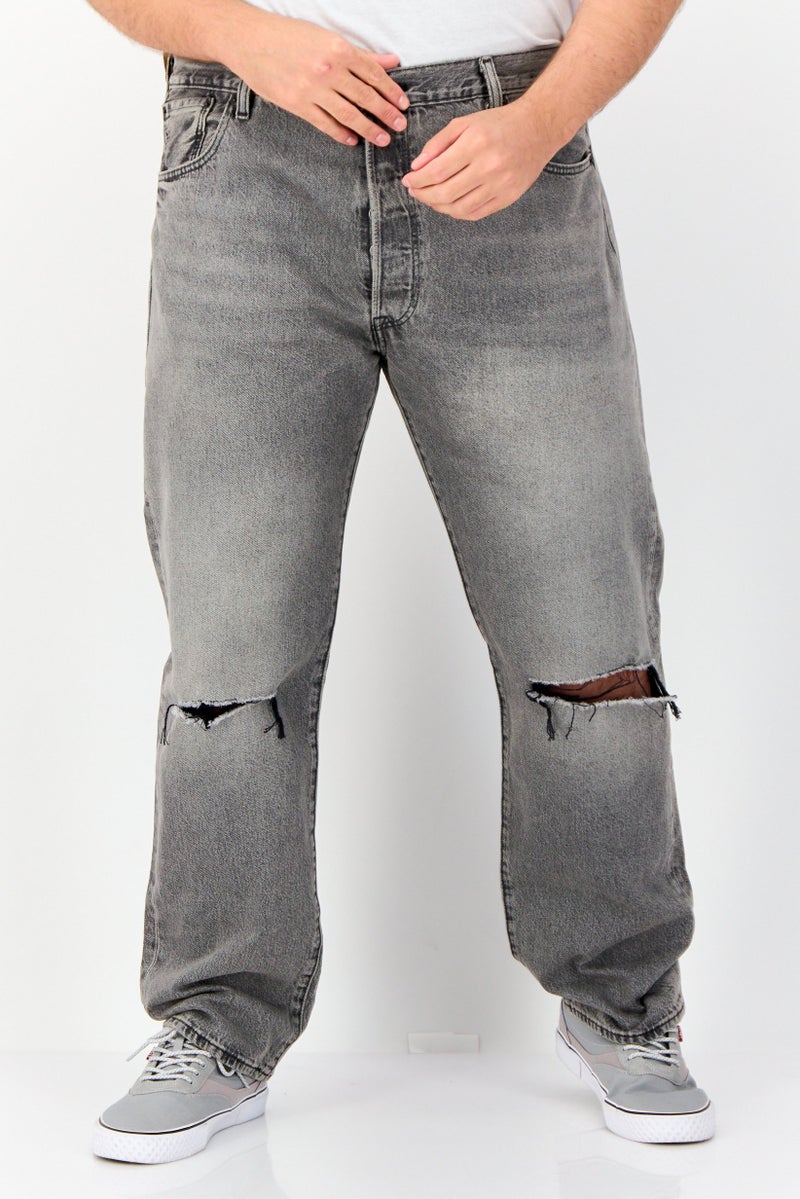Levi's Men Regular Fit Rip Non Stretchable Straight Leg Jeans, Wash Grey  - Image 1