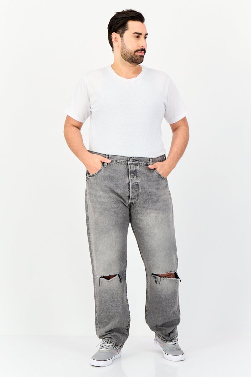 Levi's Men Regular Fit Rip Non Stretchable Straight Leg Jeans, Wash Grey  - Image 4