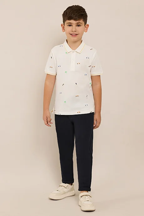 R&B Embroidered Polo T-Shirt with Short Sleeves