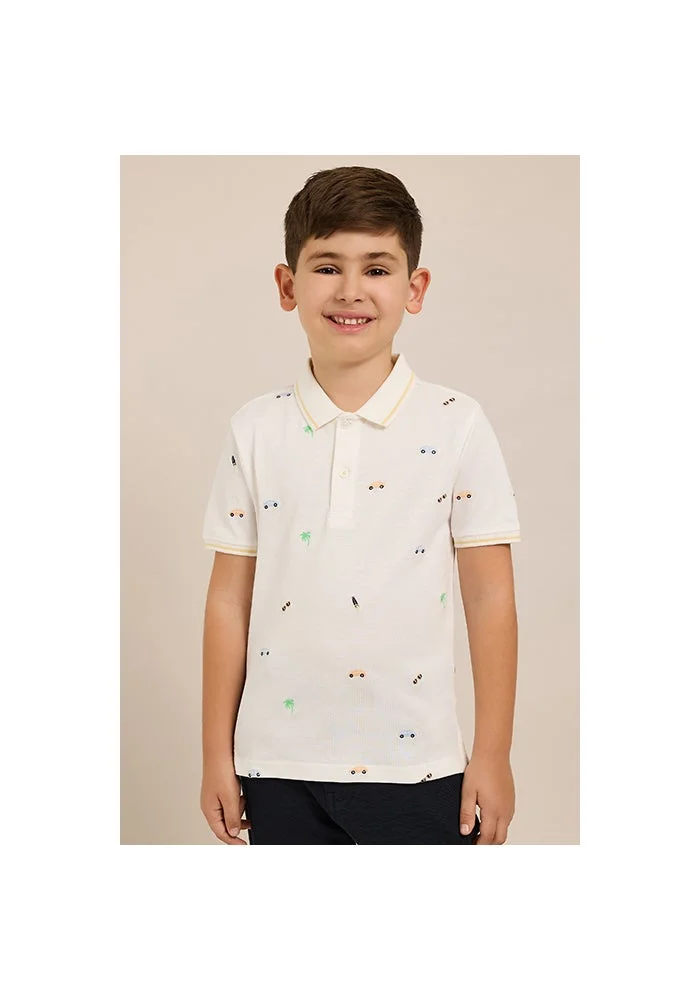 أر أند بي Embroidered Polo T-Shirt with Short Sleeves