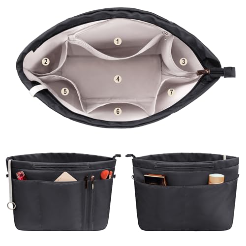 Vercord Purse Insert Organizers for Tote Handbag Bag in Bag with Zipper Liner Bag Organizer for Women 14 pockets - Image 3