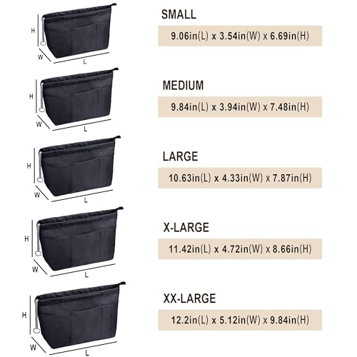 Vercord Purse Insert Organizers for Tote Handbag Bag in Bag with Zipper Liner Bag Organizer for Women 14 pockets - Image 2