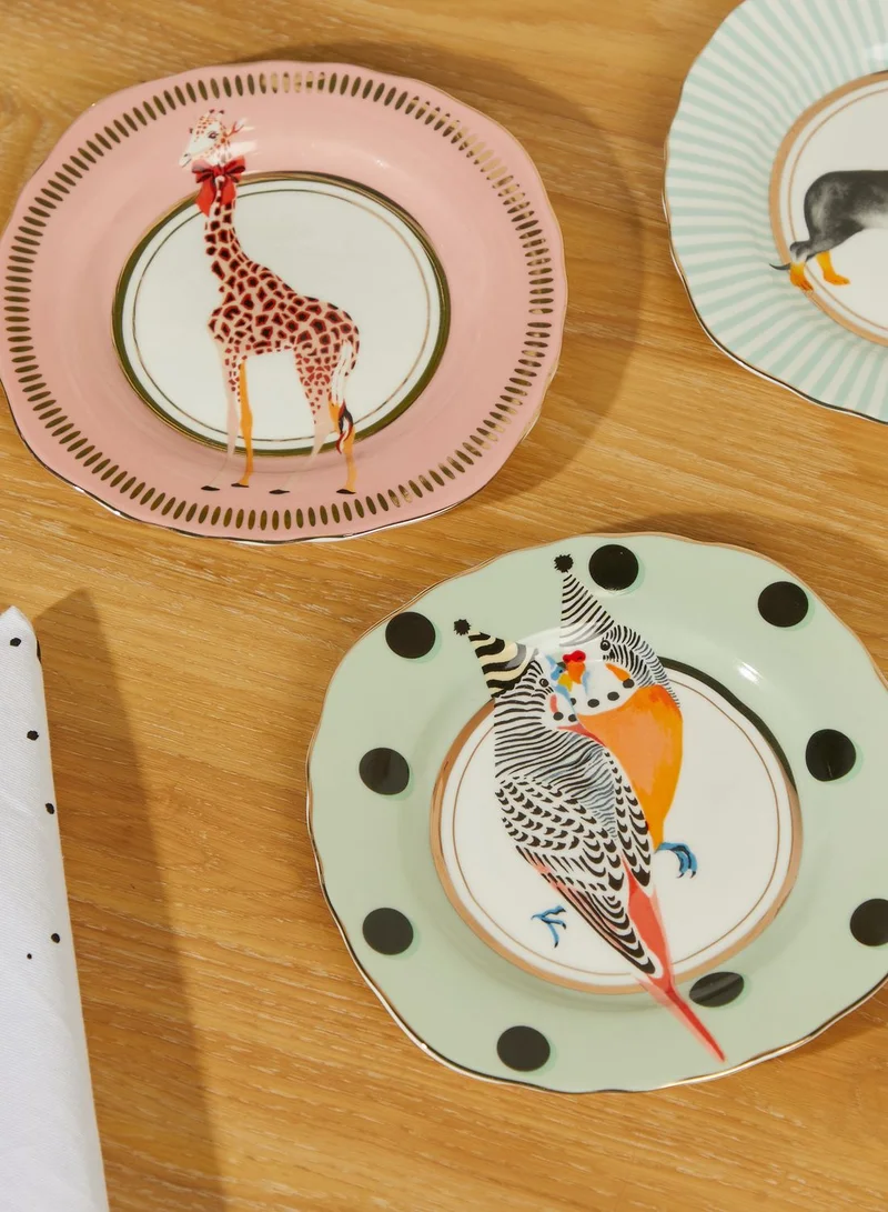 YVONNE ELLEN Set Of 4 Animal Design Tea Plates