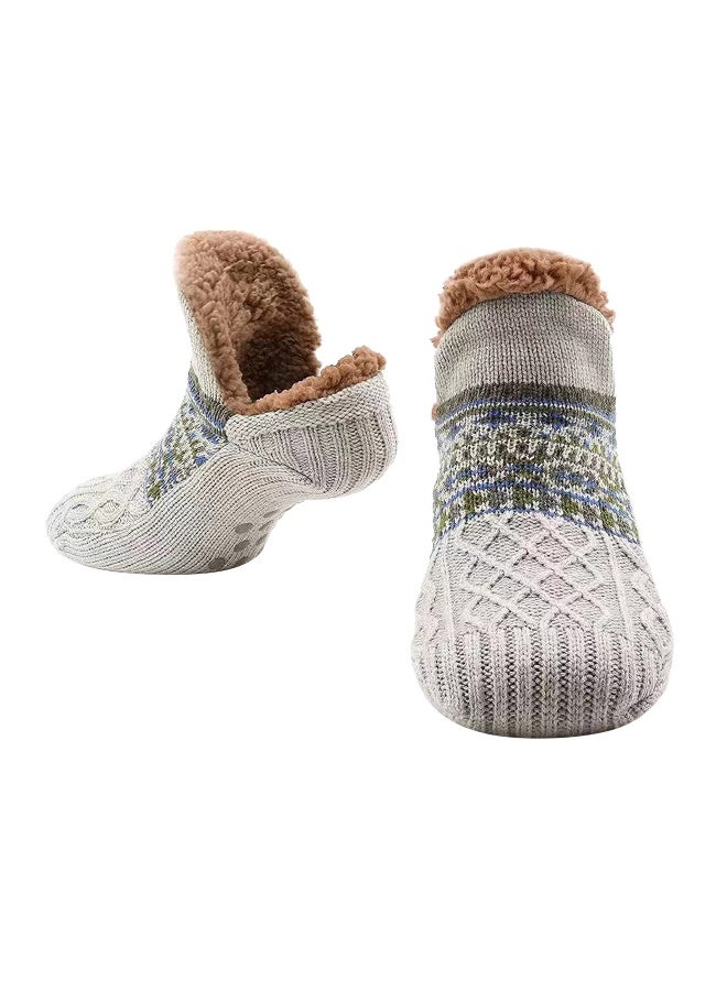 Slipper Socks for Women Men, Sherpa Fleece Lined Socks Non Slip Socks Soft Indoor Slipper Socks Non Slip Cozy Bed Socks Snug Winter Socks Warmth Bed Slippers for Indoor Home House Floor - Image 1