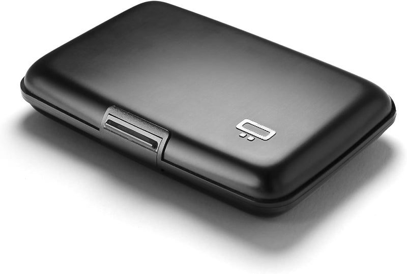 ÖGON -DESIGNS- Aluminum card holder, RFID Protection against fraud and demagnetization, Compact wallet, Smart Case STOCKHOLM V1 model (Aluminum Black) - Image 1