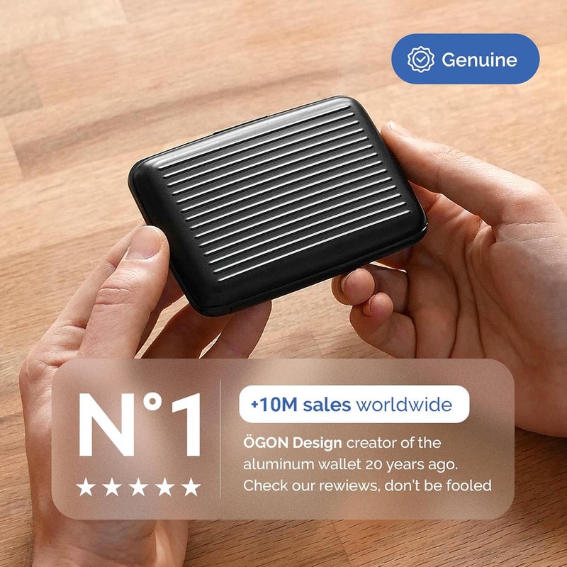 ÖGON -DESIGNS- Aluminum card holder, RFID Protection against fraud and demagnetization, Compact wallet, Smart Case STOCKHOLM V1 model (Aluminum Black) - Image 3
